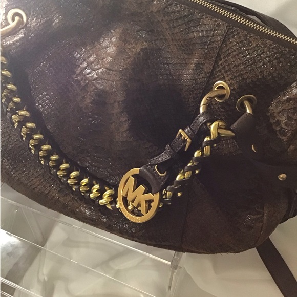 Michael Kors Dark Brown Textured Shoulder Bag - Picture 2 of 5